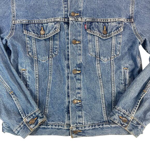 Vintage 90s Levi's Denim Trucker Jacket Mens Size M Made in USA 70507-0389 Retro - Picture 3 of 16